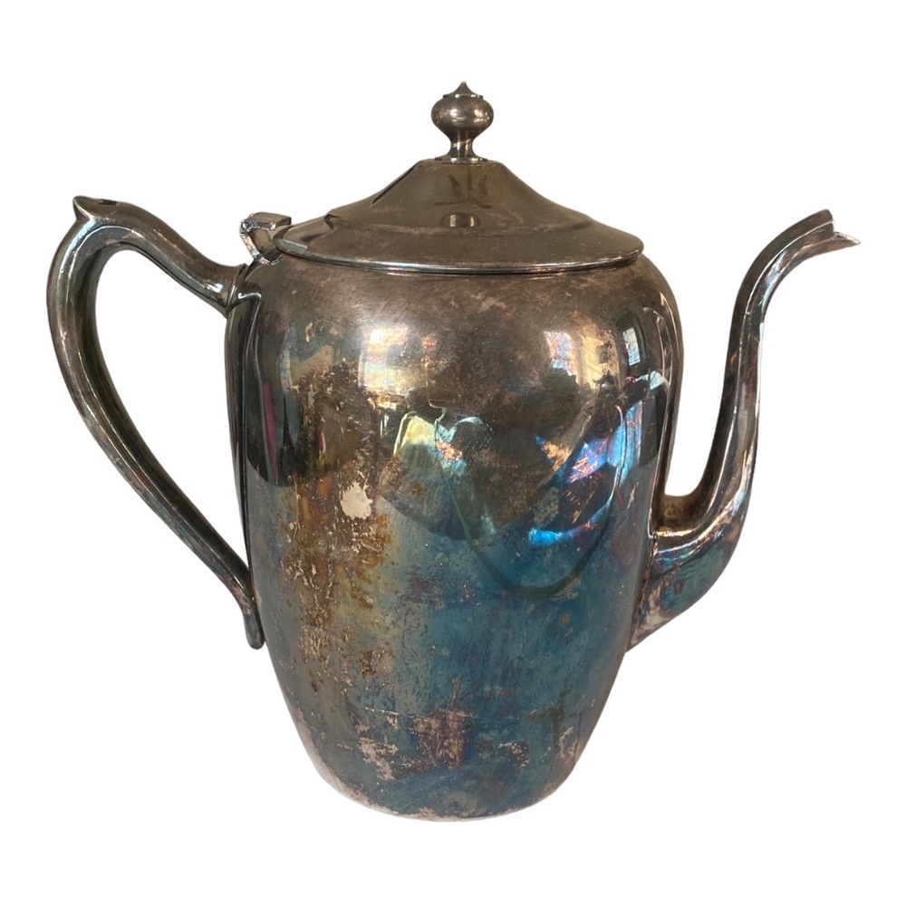 Vintage F.B. Rogers Silver Co. Silver on Copper Tea Coffee Pot 2311 Patina 7”